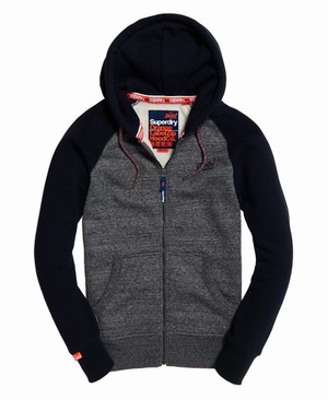 Superdry Orange Label Raglan Cipzár Férfi Kapucnis Pulóver Szürke | TCYDM5039